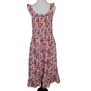 Blueberi Boulevard Floral Smocked Dress Womens Size XL Multicolor Ruffle Lined